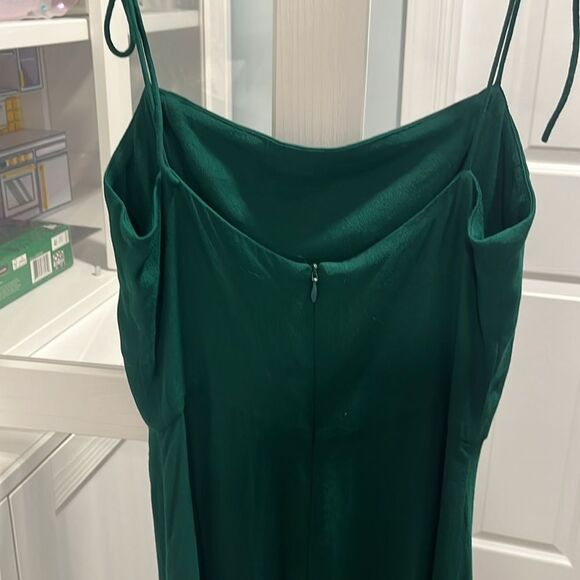 REFORMATION Finley Midi Dress, Tie Strap, Forest Green, Size 4 - Picture 9 of 12